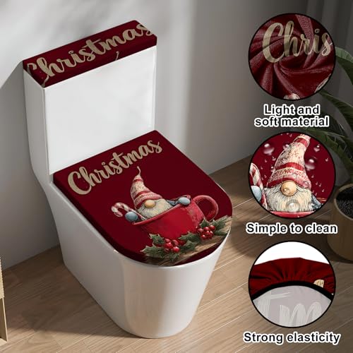 Christmas Toilet Lid Cover, Washable Bathroom Accessory O828