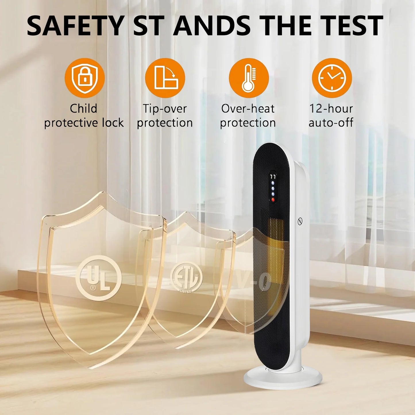 Portable Electric Heater for Home with Thermostat and Timer N406