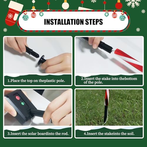 Candy Cane Solar Pathway Lights, 10 Pack, 8 Modes, Waterproof Outdoor Christmas Decor I520847