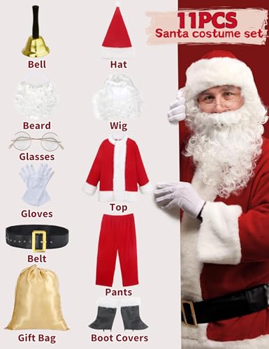 Men's Red Santa Claus Costume Set 11pcs X7282