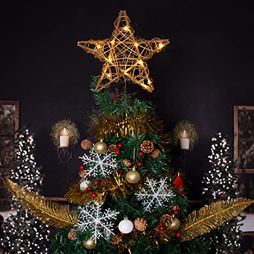 Christmas Tree Topper Star with Warm White Light, 8.7 Inch Q202