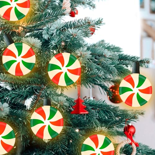Unicorn Christmas Lollipop Pathway Lights, 10 LED Peppermint String Lights with Stakes M138626