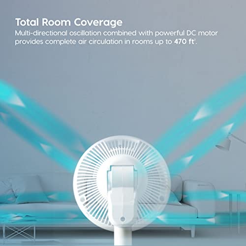 Pedestal Standing Fan with Remote, 360 Oscillating, 12 Speeds, Low Noise L865424