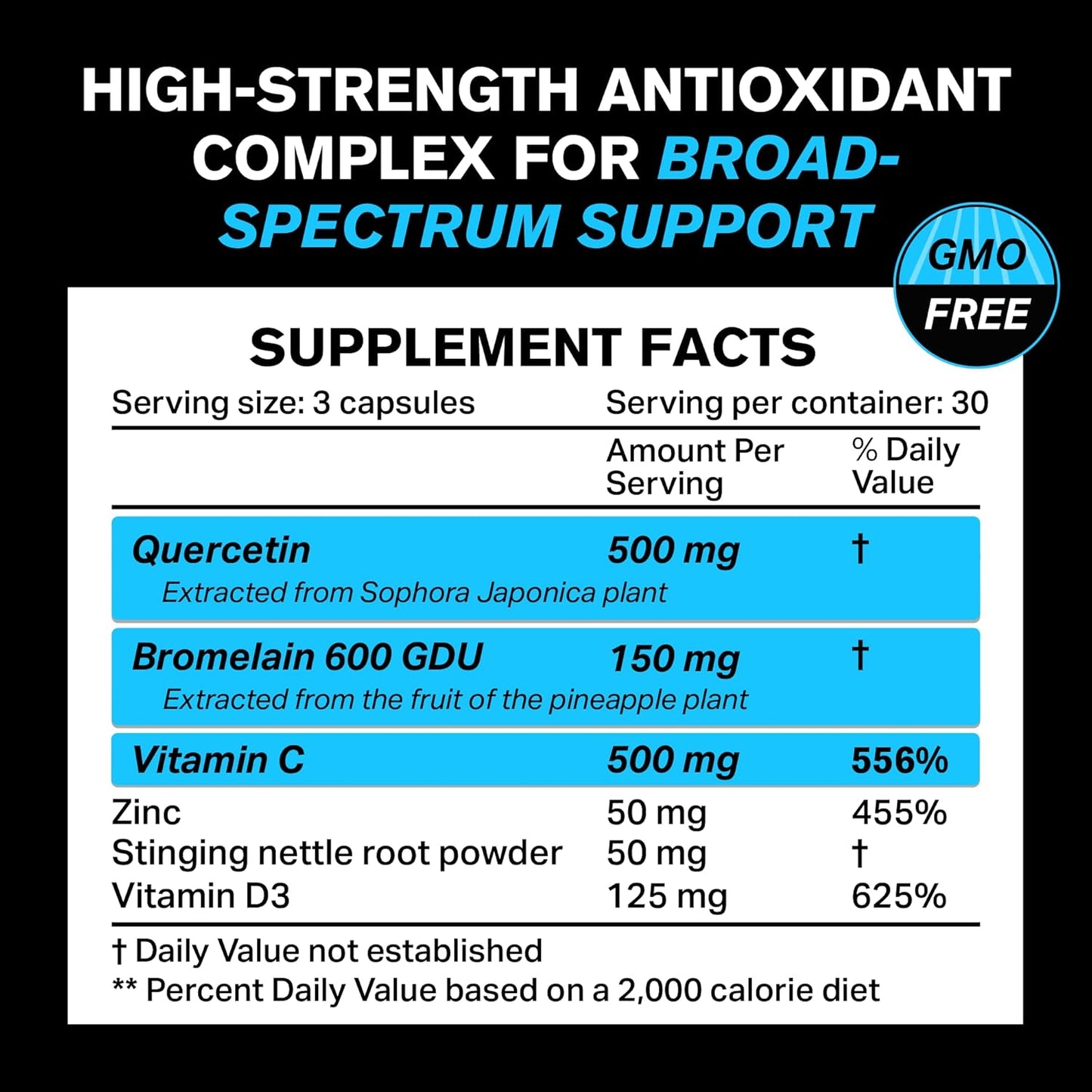 Quercetin with Bromelain 500mg Capsules, Immune Support & Joint Comfort P735