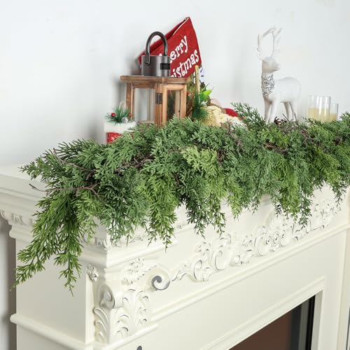 6 ft Christmas Cedar Garland - Realistic Greenery Cypress Artificial Pine Decor K327944