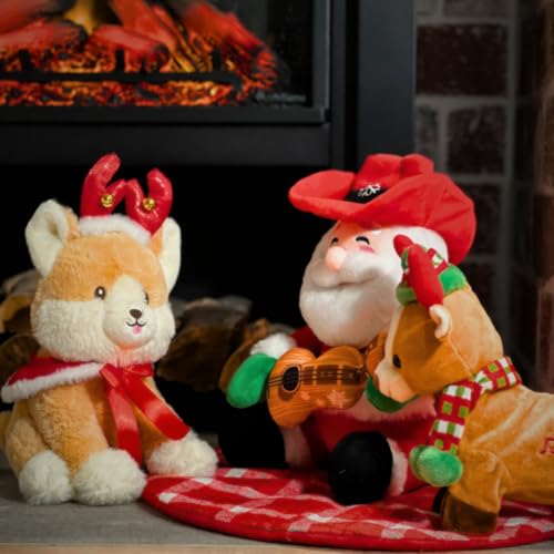 Animated Musical Singing Christmas Cowboy Plush Toy, 12 inches X703