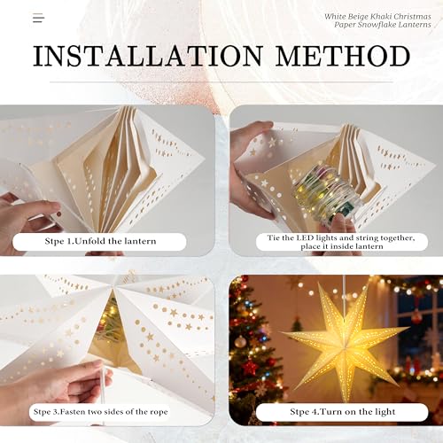 Christmas Paper Snowflake Lanterns with LED Lights for Holiday Party Decor Q23741