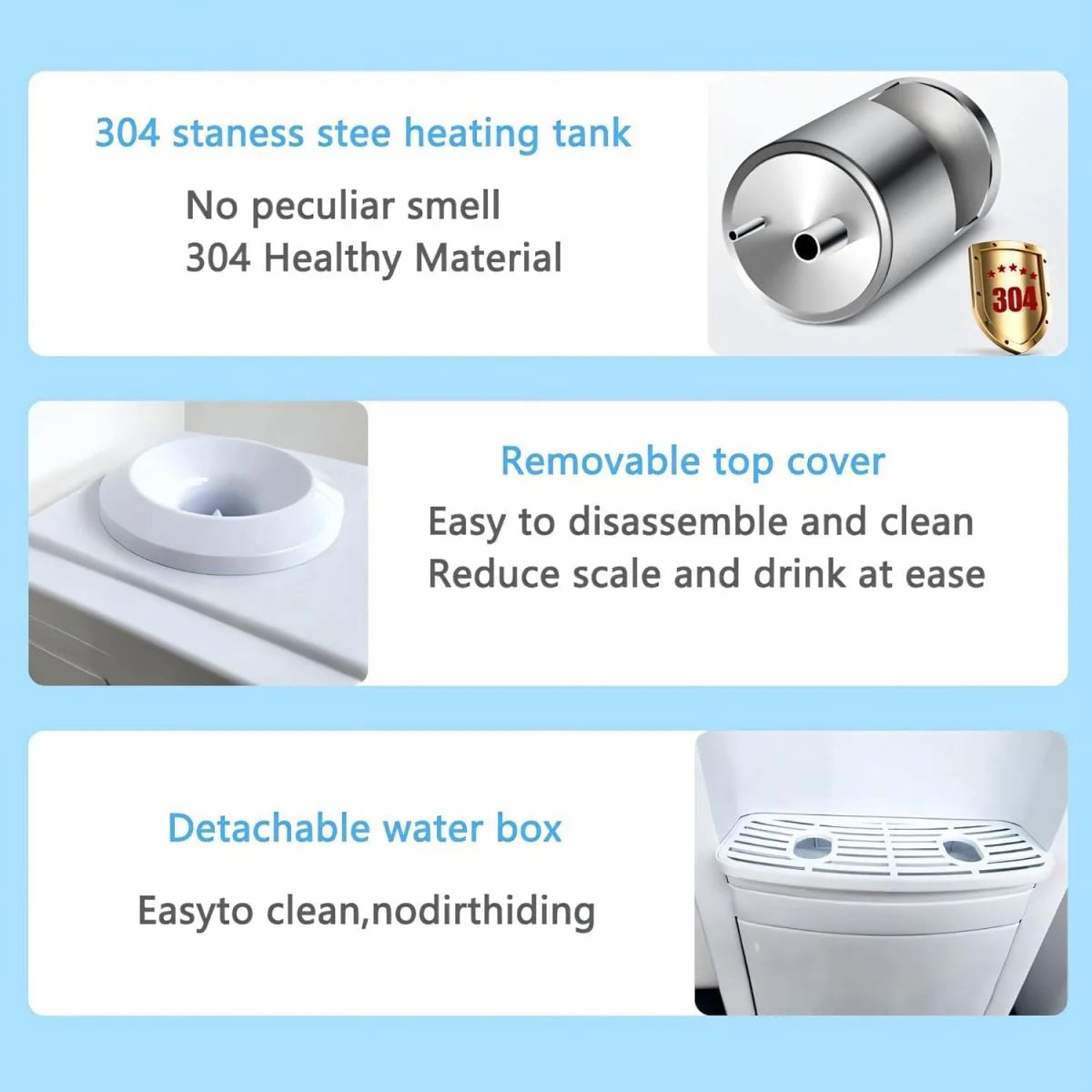 Water Cooler Dispenser for 5 Gallon Bottle, Top Loading, Hot and Cold, with Storage Cabinet C42687