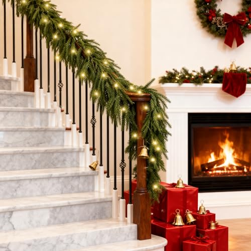Prelit Norfolk Pine Garland with Lights for Mantle, 9FT U368983