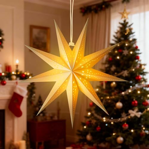 Christmas Paper Snowflake Lanterns with LED Lights for Holiday Party Decor Q23741