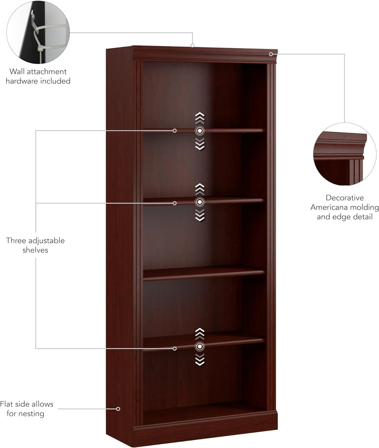 5 Shelf Bookcase in Harvest Cherry L22271