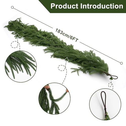 Artificial Norfolk Pine Garland 9FT for Holiday Decor D6529
