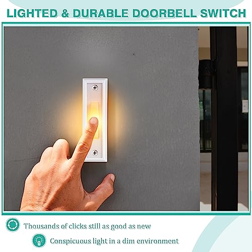 Wired Doorbell Chime Kit with 2 Lighted Push Buttons for Front and Rear Door T498