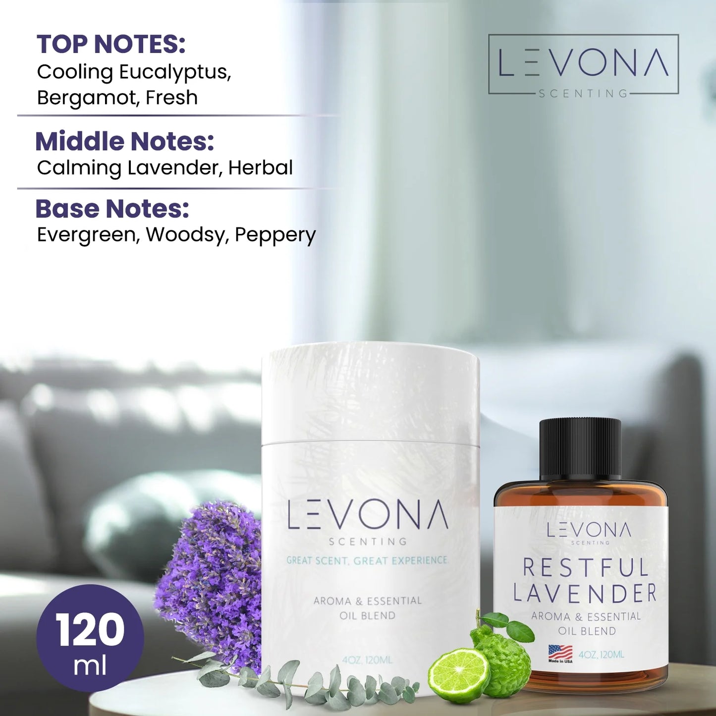 Pure Essential Oil for Diffuser - Lavender Floral Blend with Eucalyptus and Bergamot Z244