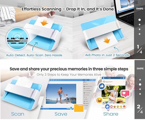 Photo Scanner for 4x6 Photos, Auto Crop and Deskew, CCD Sensor, Mac and PC U643