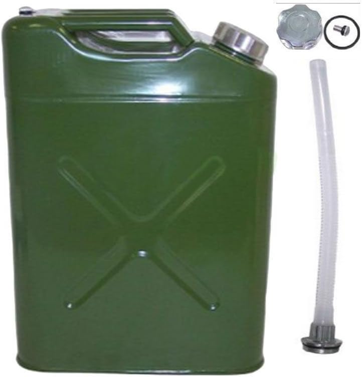 DDUPStore 20 Liter (5 Gallon) Gas Can Petrol Diesel Fuel Can with Flexible Spout, Portable Can Fuel Tank Steel Fuel Can Gasoline Bucket, Fuels Gasoline Cars, Trucks, Equipment (Army Green (EU Standard) youtong1
