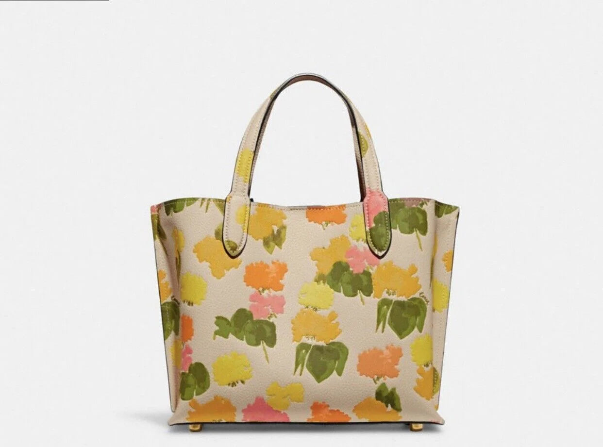 Floral Printed Leather Tote 24 Y971760