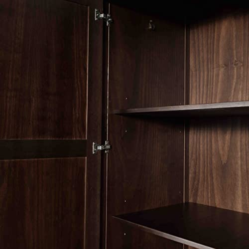 Shaker 2-Door Wardrobe, Solid Wood with Walnut Finish N5616