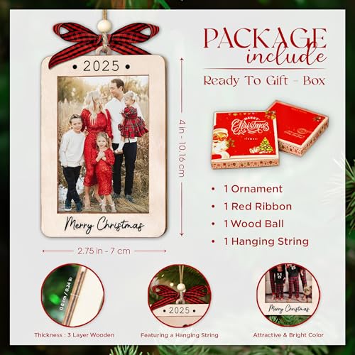 Christmas Ornament Picture Frame - Wooden Landscape Photo Frame for Tree U75225