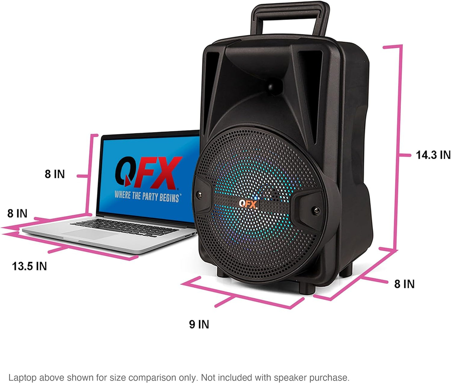8-Inch TWS Bluetooth Stereo PA System with 2 Microphones and Stands J937036