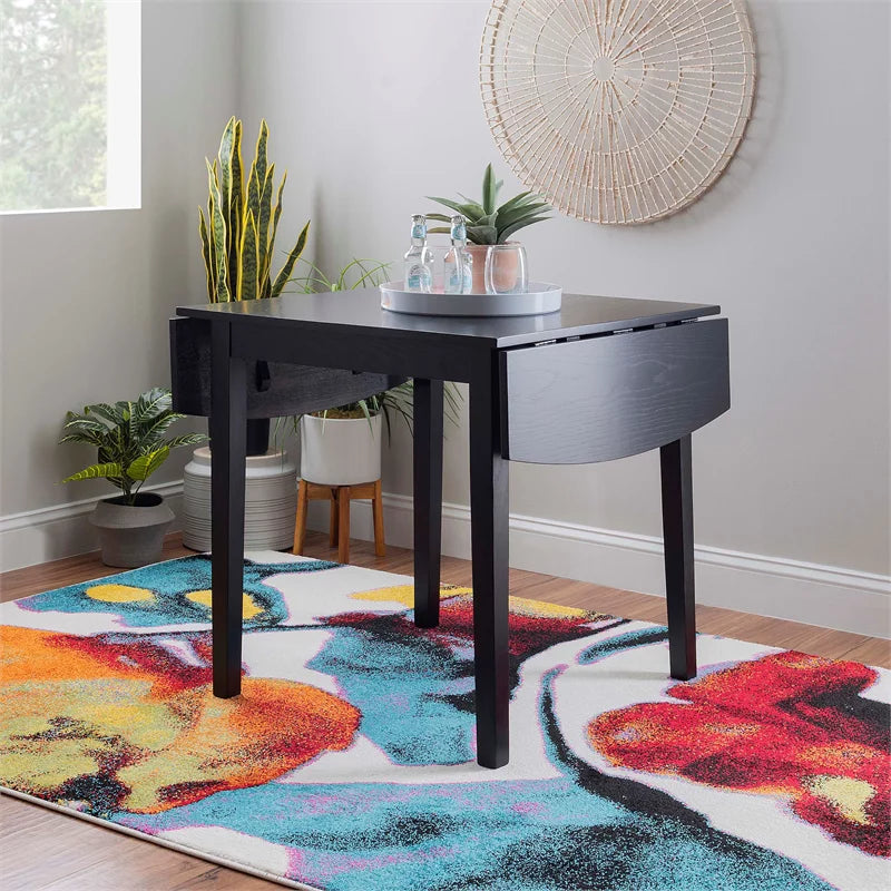Square Wood Drop Leaf Table in Black O4185