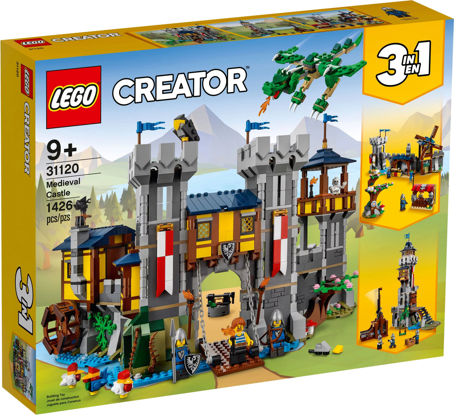Medieval Castle 3-in-1 Building Toy with Skeleton and Dragon Figures S710