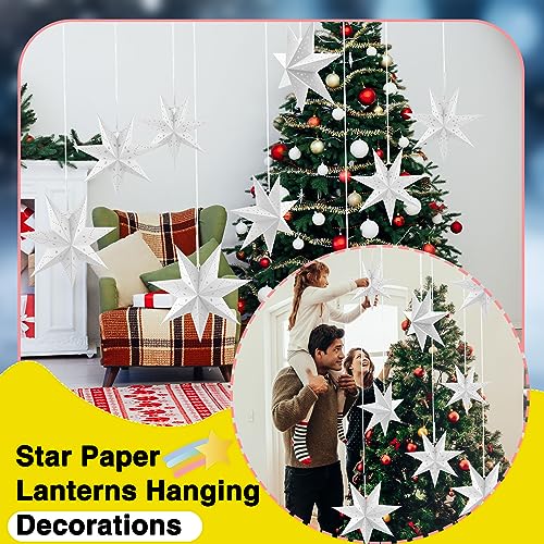 7 Pack 3D Hanging Paper Star Lanterns for Christmas Party Home Decor T9849