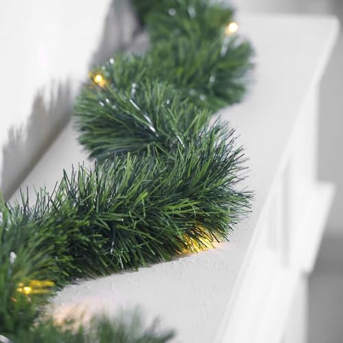 30ft Battery Operated Pre-Lit Christmas Garland with Timer J42811