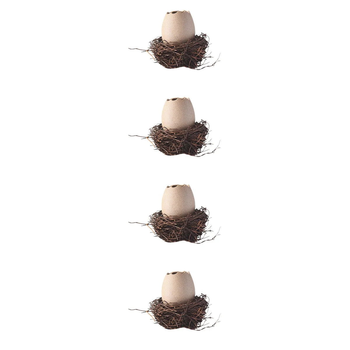 Small Ceramic Eggshell Vase Succulent Planter with Bird Nest L30520