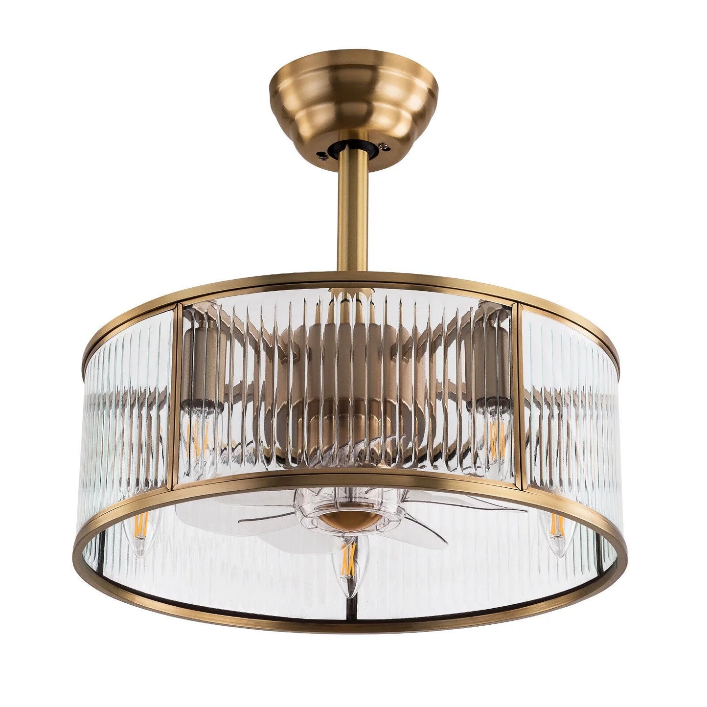 Farmhouse Ceiling Fan Light Gold With Remote Control L2827