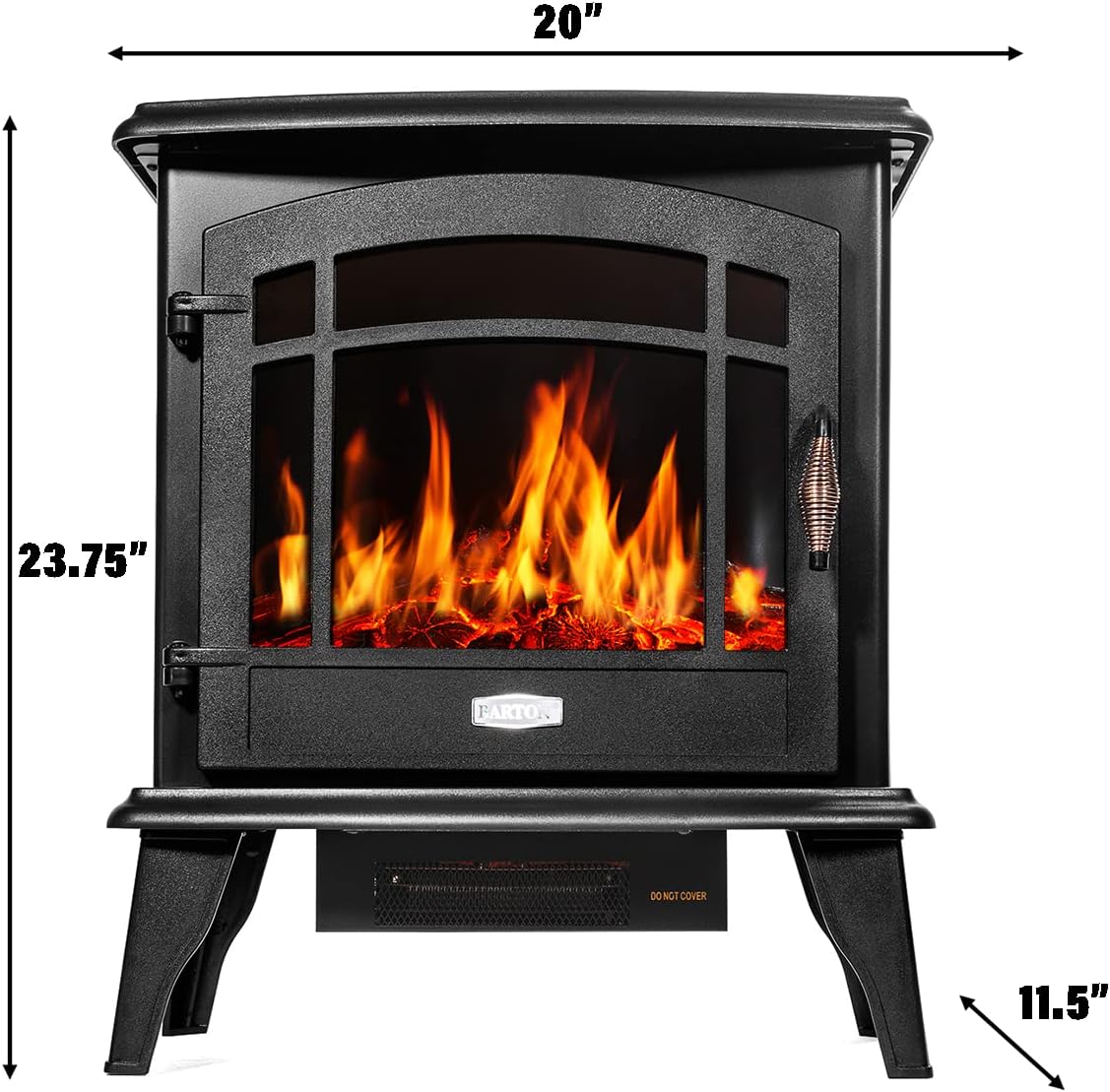 1500W Electric Fireplace Stove Heater with 3D Flame Effect, Black A7111