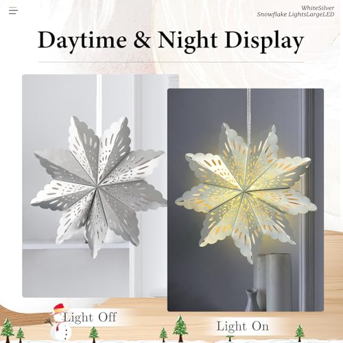 Christmas Paper Snowflake Lanterns with LED Lights for Holiday Party Decor Q23741