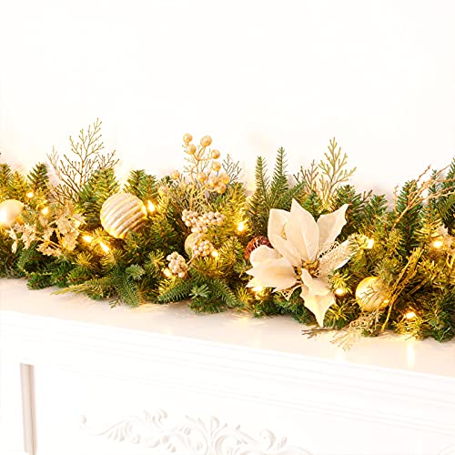 Pre-lit Christmas Garland 9ft with 50 LED Lights, Battery Operated I824