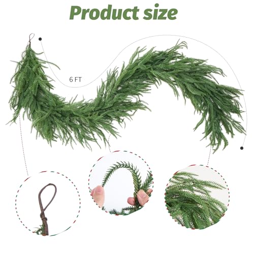 Artificial Norfolk Pine Garland 9FT for Holiday Decor F9474