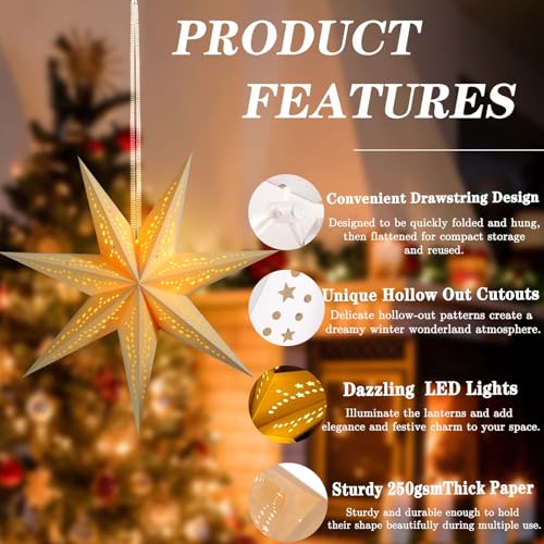 Christmas Paper Snowflake Lanterns with LED Lights for Holiday Party Decor Q23741