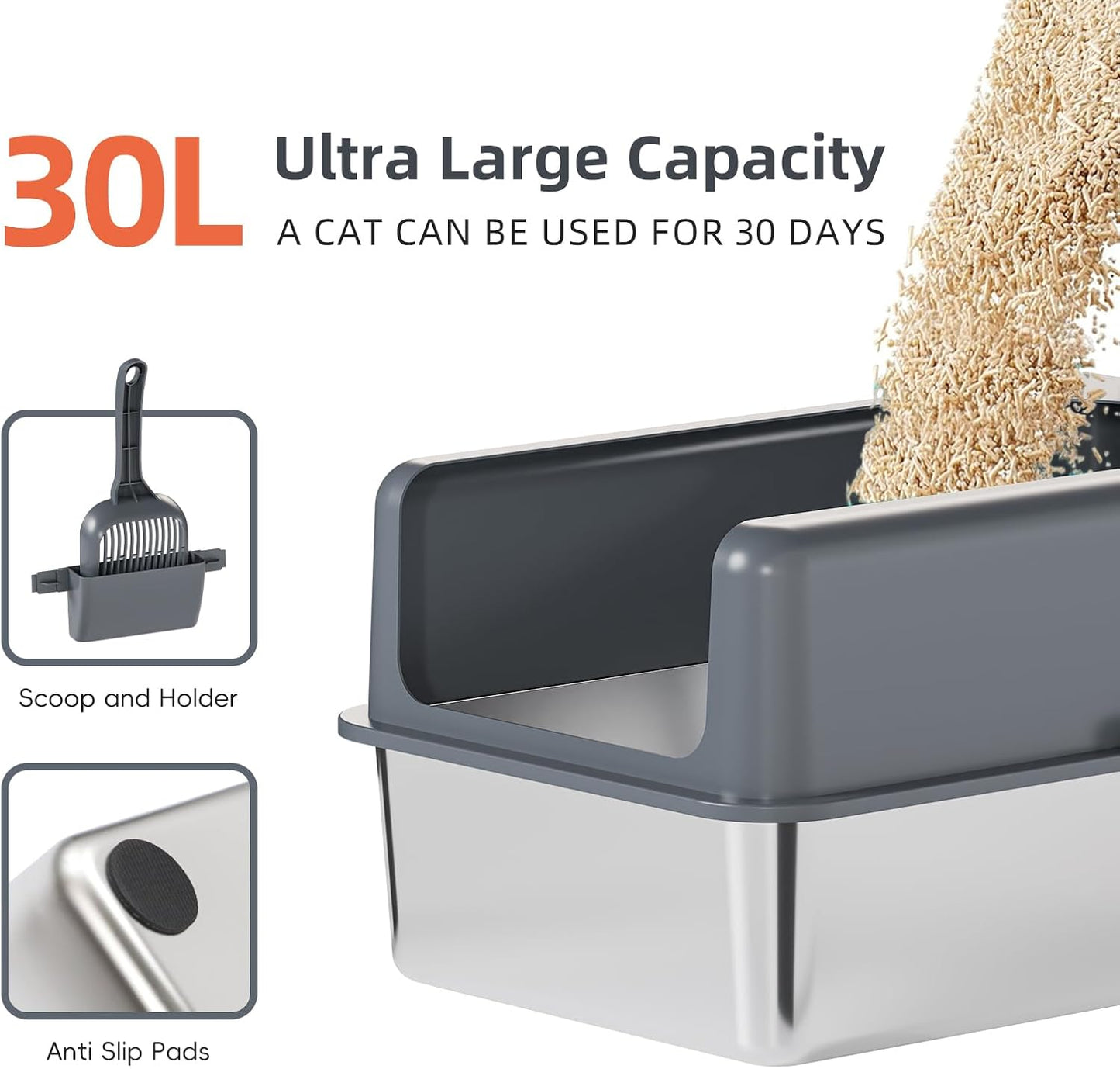 Stainless Steel Cat Litter Box with Lid, Extra Large, Easy to Clean M74654