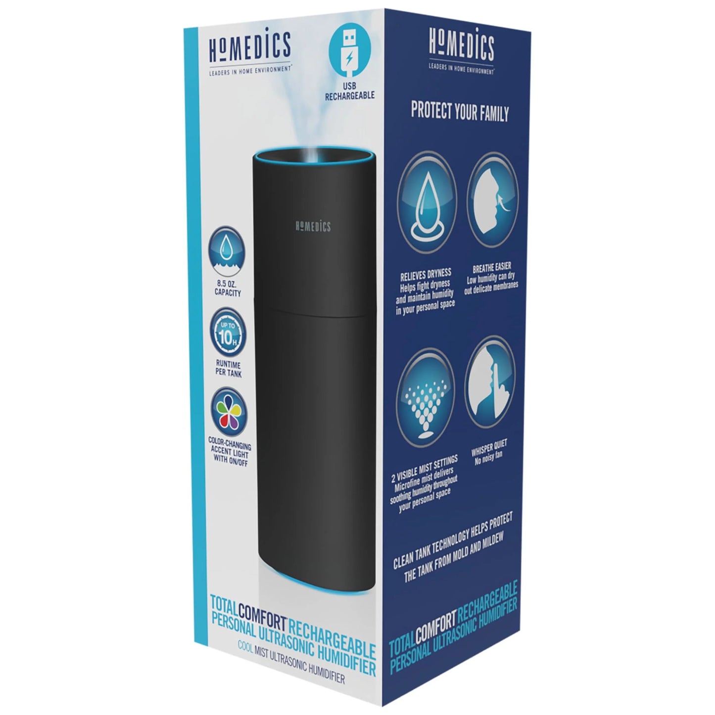 Portable Ultrasonic Humidifier, Cordless, Desktop, Travel, Quiet Cool Mist Y32900
