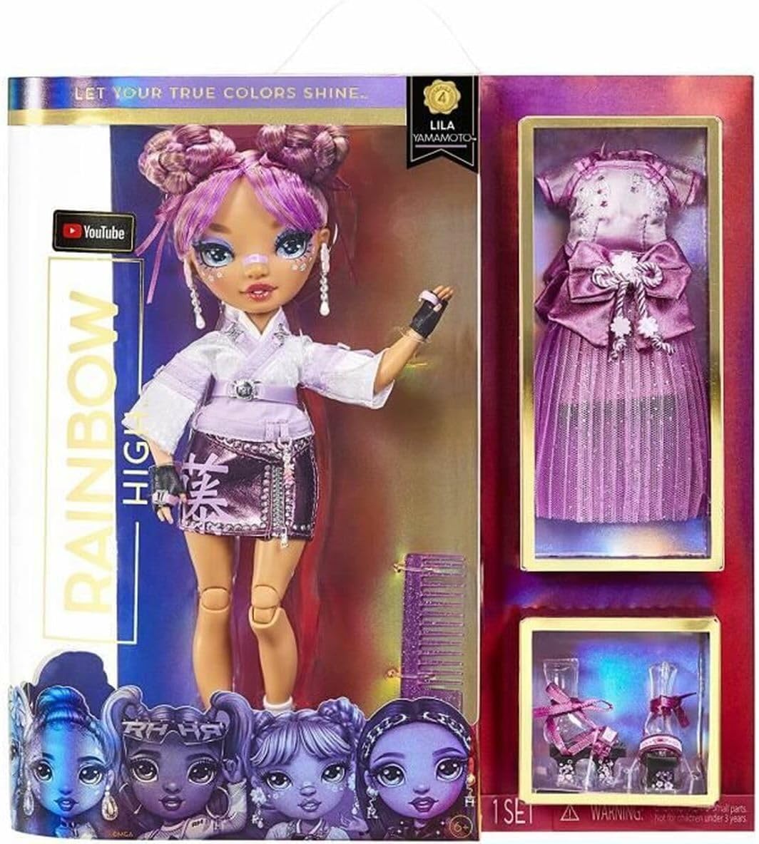 Rainbow High Lila Yamamoto- Mauve Purple Fashion Doll. 2 Designer Outfits to Mix & Match with Accessories, Great Gift for Kids 6-12 Years Old and Collectors