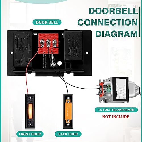 Wired Doorbell Chime Kit with 2 Lighted Push Buttons for Front and Rear Door T498