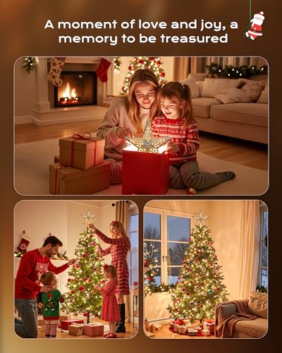 Christmas Star Tree Topper Lighted 3D Gold Pentagram Plug In Indoor Holiday Decor B983