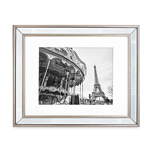 8x10 Gold Mirror Bead Picture Frame with Dotted Border for Wall Display or Tabletop P749