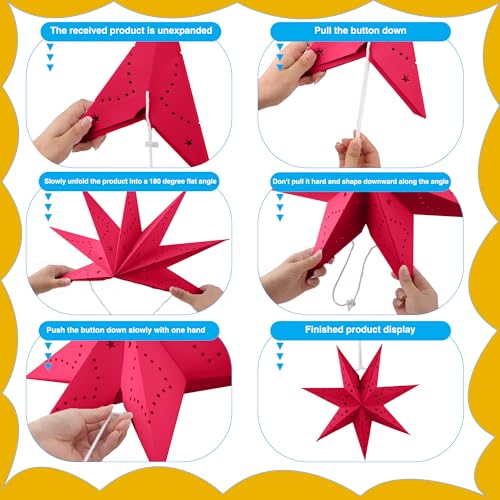 7 Pack 3D Hanging Paper Star Lanterns for Christmas Party Home Decor T9849
