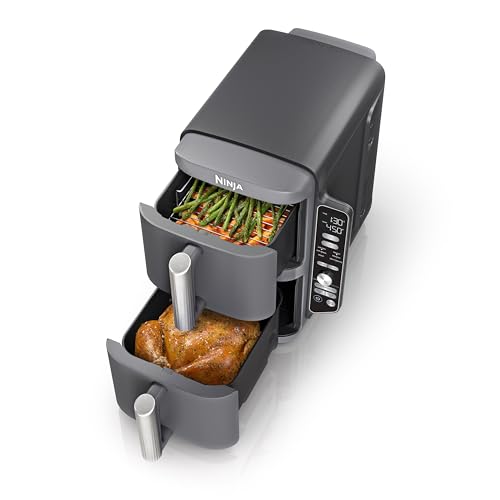 Air Fryer, 8 QT DoubleStack 2-Basket, 6-in-1, Roast & Bake, Dishwasher Safe N927