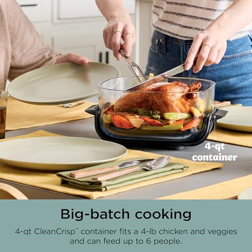 Air Fryer with Glass Containers, 4 QT & 6 Cup, Dishwasher Safe Y888