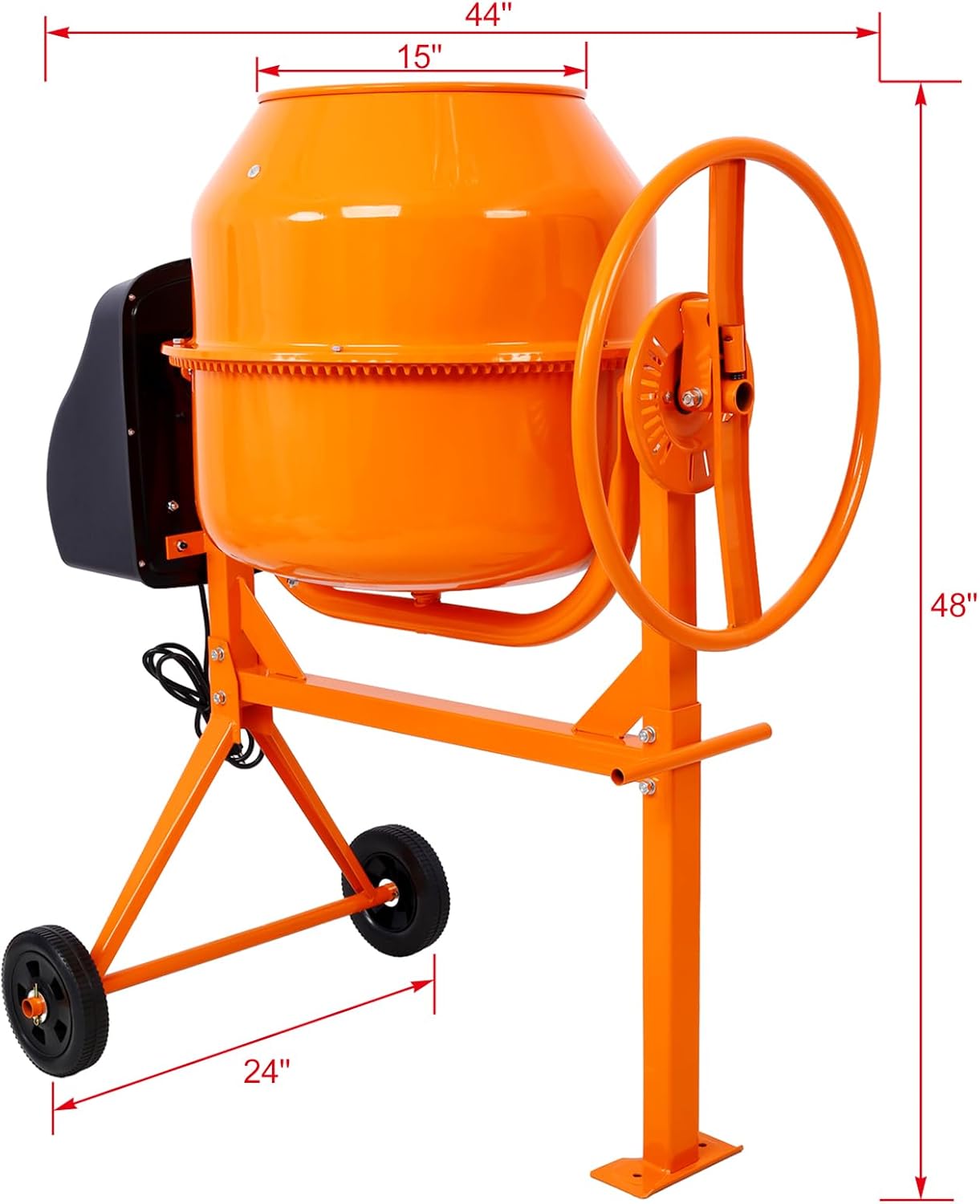 Electric Concrete Mixer, 5 Cu Ft, 650W Portable for Mortar and Stucco N607623