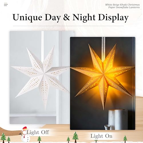 Christmas Paper Snowflake Lanterns with LED Lights for Holiday Party Decor Q23741