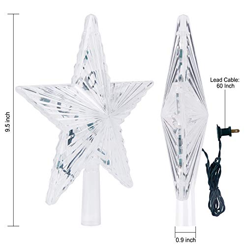 Christmas Tree Topper Star Lighted 3D Pentagram with 10 Bulbs Plug In G721