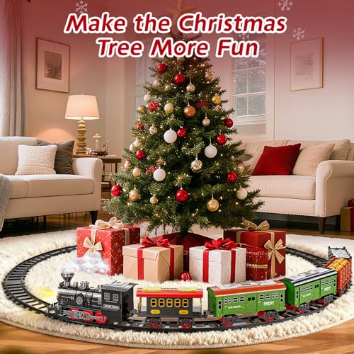 Electric Train Set for Kids with Smoke, Light and Sound, DIY Track Building Toy V61635