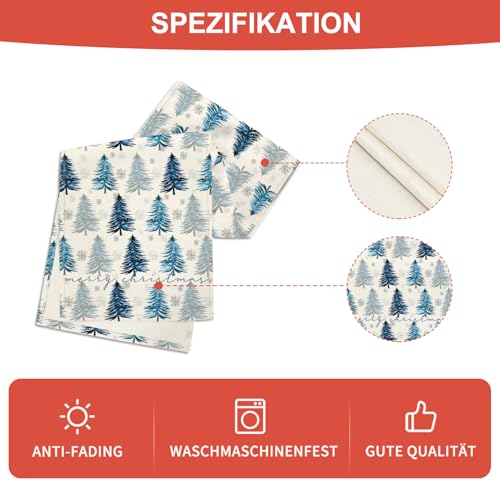 Snowflake Christmas Table Runner, Winter Green Kitchen Dining Decoration 13x72 Inch G642