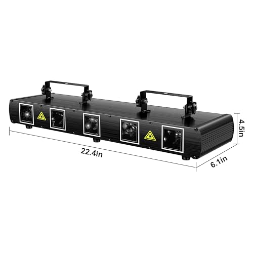 Stage Laser Light, 5 Beam Sound Activated DJ Party Lights with Remote Control O445463